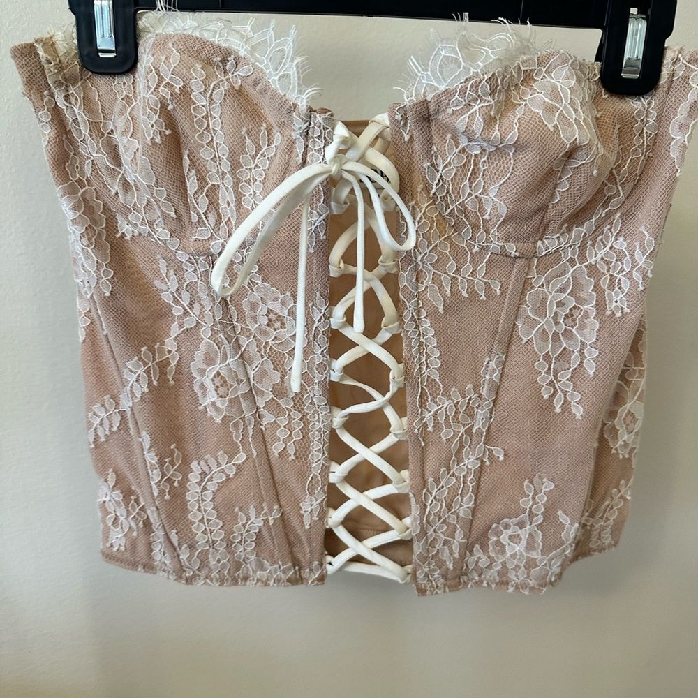 Revolve Loba Chic Lace-Up White Corset Top Size Medium - Picture 3 of 5